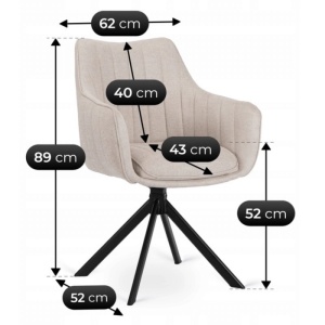 10X SCAUN ROTATIV, ARTIM MEBLE, REALIZAT DIN MATERIAL TEXTIL, CULOARE CREM, STIL MODERN - Img 9
