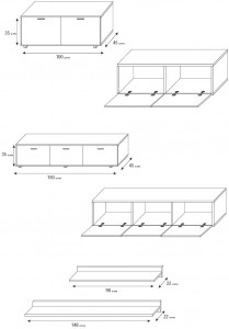 ANSAMBLU CU LEDURI TV BETA KM ALB/NEGRU/GRI DESIGN MODERN - Img 2
