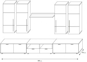 ANSAMBLU TV CU LEDURI BARI KM ALB/NEGRU DESIGN MODERN - Img 2