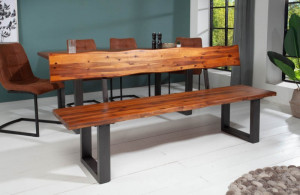 BANCA 200CM, DIN LEMN MASIV DE SALCAM, NATURAL/ANTRACIT, GENESIS, DESIGN VINTAGE - Img 3