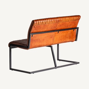 BANCHETA CHADRON 124CM, DIN METAL SI PIELE NATURALA, STIL VINTAGE, VICAL HOME - Img 4
