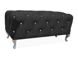 BANCHETA STIL HESTIA, 100 CM, NEGRU BLUVEL 19/CROM, TAPITERIE DIN CATIFEA SI CADRU DIN METAL, STIL MODERN