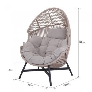 BESTSELLER! FOTOLIU DE GRADINA SAU TERASA, DIN POLIRATAN SI STRUCTURA DE METAL, CULOARE BEJ/NEGRU - Img 4