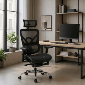 BESTSELLER! SCAUN DE BIROU ERGONOMIC, ARTIM MEBLE, REALIZAT DIN MATERIAL TEXTIL NEGRU, STIL MODERN