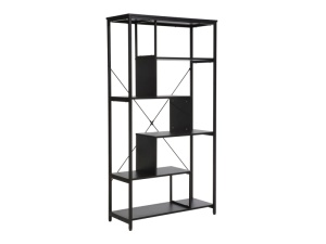 BIBLIOTECA/RAFT NET A, NEGRU MAT, DIN PAL LAMINAT SI METAL, STIL MODERN