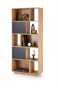 BIBLIOTECA REG22, STEJAR WOTAN/NEGRU, DIN FURNIR, STIL MODERN, HALMAR
