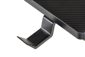 BIROU B49 CU ILUMINARE LED SI SUPORT ACCESORII, ROSU/NEGRU, DIN FURNIR SI PICIOARE DIN METAL, STIL MODERN - Img 6