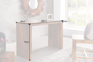 BIROU/CONSOLA DE LEMN, MAKASSAR 100CM, LEMN MASIV SHEESHAM, DESIGN RETRO - Img 5
