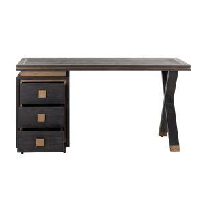 BIROU HUNTER, 150 CM, NEGRU/AURIU ANTICHIZAT, DIN FURNIR DE STEJAR SI METAL, RICHMOND INTERIORS - Img 8