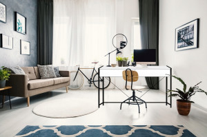 BIROU MODERN, ACCENT DIN METAL SI MDF CU SERTARE ,DESIGN SCANDINAV TUI - Img 4