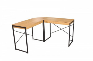 BIROU PE COLT, STUDIO, DIN METAL SI MDF, CULOAREA STEJARULUI - Img 3