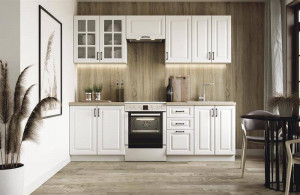 BUCATARIE ELIZABETH, 240 CM, ALB/STEJAR SONOMA, DIN MDF, STIL CLASIC