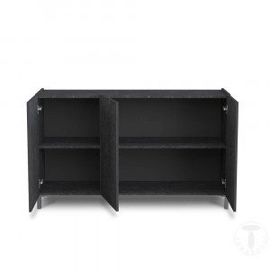 BUFET 130CM, EDDY BLACK, COD 4685, STIL MODERN, REALIZATA PANOURI LAMINATE, EFECT MARMURA NEAGRA