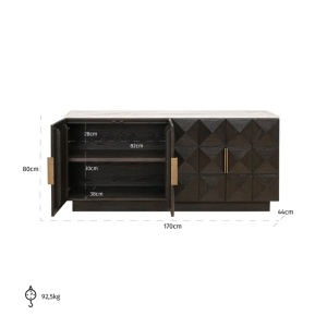 BUFET CLAREMONT CU 4 USI, MARO, 7870, CONFECTIONATA DIN FURNIR DE STEJAR, PIATRA, LEMN DE STEJAR SI LEMN, STIL MODERN - Img 3