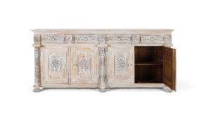 BUFET LIVING 225CM, COD 1690, DIN LEMN DE MANGO, ALB ANTICHIZAT, ARTIM GROUP SELECTION - Img 3
