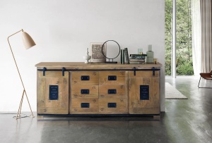 BUFET LIVING APARADOR 190CM, DIN LEMN DE MANGO SI METAL, CULOARE NATUR/NEGRU, ARTIM GROUP SELECTION - Img 2