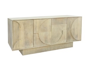 BUFET LIVING, ART DECO 170CM, LEMN DE MANGO, MODEL 3D, CULOARE ALB/NATUR, ARTIM GROUP SELECTION - Img 5