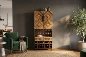 BUFET LIVING DEOSEBIT, BODEGA 160CM, REALIZAT DIN LEMN DE PIN SI METAL, CULOARE NATUR, ARTIM GROUP - Img 6