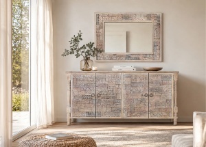 BUFET LIVING ORIGEN 180CM, DIN LEMN DE STEJAR, CULOARE NATUR/GRI ANTICHIZAT, STIL MODERN, ARTIM GROUP SELECTION - Img 2