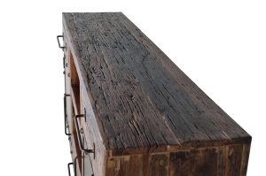 BUFET LIVING SUNDERLAND 180CM, REALIZAT DIN LEMN RECICLAT, CULOARE NEGRU RUGINIU, STIL VINTAGE, GINER Y COLOMER - Img 3
