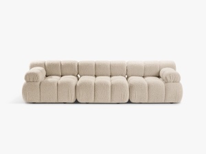 CAANAPEA BELLIS, CU 3 LOCURI, BEJ DESCHIS, CU TAPITERIE DIN TEXTIL BOUCLE ROLF, MICADONI