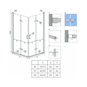 CABINA DE DUS MOLIER 80X90, CROM, CALITATE SUPERIOARA - Img 4