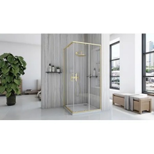 CABINA DE DUS REA CITY 80X80, GOLD BRUSH, CU CADITA SAVOY NEAGRA, CALITATE SUPERIOARA - Img 5