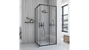 CABINA DE DUS REA CITY, CULISANTA, 90x90 CM, NEGRU, DIN STICLA, FARA CADITA, CALITATE SUPERIOARA - Img 2