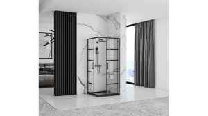 CABINA DE DUS REA CONCEPT, CULISANTA, 80x80 CM, NEGRU, DIN STICLA, CALITATE SUPERIOARA - Img 2