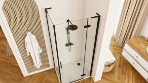 CABINA DE DUS REA HUGO, 80x90CM, NEGRU, DIN STICLA, CALITATE SUPERIOARA - Img 7