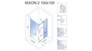 CABINA DE DUS REA NIXON, CULISANTA, 100x100 CM, CROM, DIN STICLA, STANGA SAU DREAPTA - Img 7