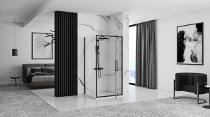 CABINA DE DUS REA RAPID SWING, 100x90CM, NEGRU, DIN STICLA, CALITATE SUPERIOARA - Img 4