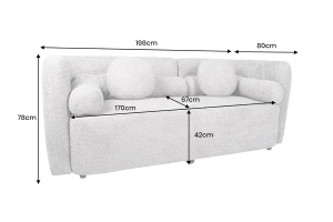 CANAPEA, ART DECO, 200CM, 3 LOCURI, MATERIAL BOUCLE GRI, ARTIM GROUP SELECTION - Img 3