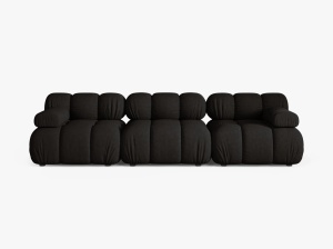 CANAPEA BELLIS, CU 3 LOCURI, NEGRU, CU TAPITERIE DIN TEXTIL STRUCTURAT LIBERTY, MICADONI - Img 1
