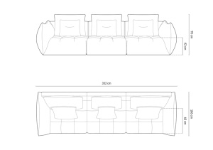 CANAPEA BLOOM, 4 LOCURI, 332 CM, DIVERSE CULORI SI MATERIALE, DESIGN DEOSEBIT - Img 16