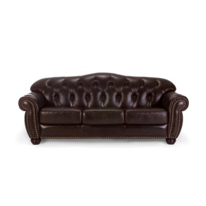 CANAPEA CHESTERFIELD 224CM, DIN LEMN SI PIELE NATURALA, CULOARE MARO, ARTIM SELECTION