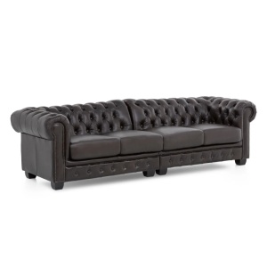 CANAPEA CHESTERFIELD 268CM, DIN LEMN SI PIELE NATURALA, CULOARE MARO, ARTIM SELECTION