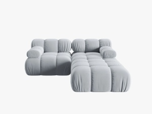 CANAPEA/COLTAR MODULAR BELLIS, 3 LOCURI, 188 CM, ALBASTRU DESCHIS 80, TAPITERIE DIN CATIFEA, DESIGN DEOSEBIT - Img 5