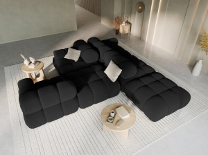 CANAPEA/COLTAR MODULAR BELLIS DREAPTA, 3 LOCURI, 282 CM, NEGRU 100, TAPITERIE DIN CATIFEA, DESIGN DEOSEBIT - Img 2