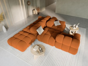 CANAPEA/COLTAR MODULAR BELLIS STANGA, 3 LOCURI, 282 CM, SCORTISORA 56, TAPITERIE DIN CATIFEA, DESIGN DEOSEBIT - Img 2