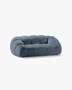 CANAPEA CU 2 LOCURI DIANA, BLUE JEANS, 114X214 CM, TAPITAT CU TAPITERIE DIN TEXTIL STRUCTURAT BUBBLE, MICADONI - Img 2