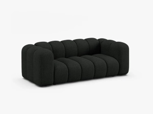 CANAPEA CU 2 LOCURI LUPIN 198, NEGRU, CU TAPITERIE DIN TEXTIL BOUCE BALOO, MICADONI - Img 2