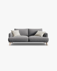 CANAPEA CU 2 LOCURI, NAOMI, GRI, 170X95 CM, TAPITAT CU TAPITERIE DIN TEXTIL CATIFEA SALVADOR, MICADONI