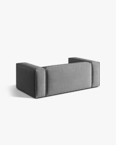 CANAPEA CU 2 LOCURI, NURIA GRI, 170X110 CM, TAPITAT CU TAPITERIE DIN TEXTIL CATIFEA PARIS, MICADONI - Img 3