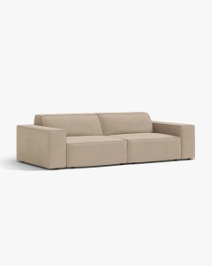 CANAPEA CU 3 LOCURI JODIE, 204X99 CM, ADANCIME SCAUN 62 CM, BEJ, TAPITAT CU TAPITERIE DIN TEXTIL CATIFEA VENUS, MICADONI - Img 2