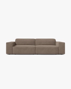 CANAPEA CU 3 LOCURI JODIE, 204X99 CM, ADANCIME SCAUN 62 CM, CAPPUCCINO, TAPITAT CU TAPITERIE DIN TEXTIL STRUCTURAT LIBERTY, MICADONI