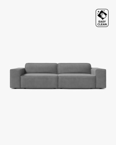 CANAPEA CU 3 LOCURI JODIE, 204X99 CM, ADANCIME SCAUN 62 CM, GRI DESCHIS, TAPITAT CU TAPITERIE DIN TEXTIL CATIFEA VENUS, MICADONI