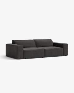 CANAPEA CU 3 LOCURI JODIE, 204X99 CM, ADANCIME SCAUN 62 CM, GRI, TAPITAT CU TAPITERIE DIN TEXTIL CATIFEA BLUVEL, MICADONI - Img 2