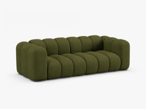 CANAPEA CU 3 LOCURI LUPIN 228, VERDE MASLINIU INCHIS, CU TAPITERIE DIN TEXTIL BOUCLE BALOO, MICADONI - Img 2