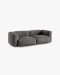 CANAPEA CU 3 LOCURI MARTINA, 120X184 CM, ADANCIME SCAUN 90 CM, GRI, TAPITAT CU TAPITERIE DIN TEXTIL CATIFEA VOGUE, MICADONI - Img 2